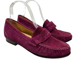 COLE HAAN NIKE AIR Magenta Pink Genuine Leather Suede Penny Loafers Shoes sz 8.5